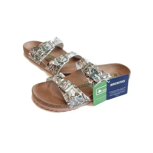 Birkenstock Sydney Vegan Birko-Flor Sandals Womens 8 EU 39 Paisley Light Rose