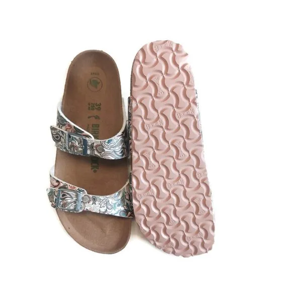 Birkenstock Sydney Vegan Birko-Flor Sandals Womens 8 EU 39 Paisley Light Rose