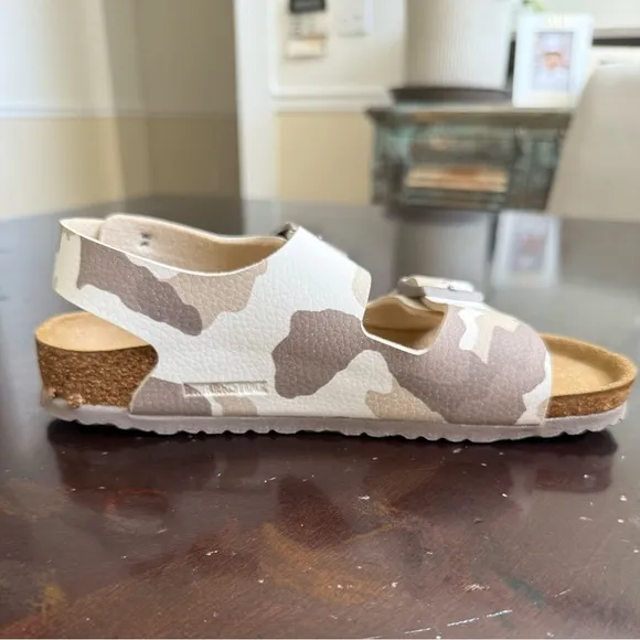 Birkenstock Tan and White Sandals with Adjustable Straps