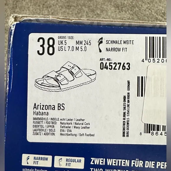 Birkenstock Unisex Arizona BS Sandals - Narrow Foot - Size 38 - New In Box