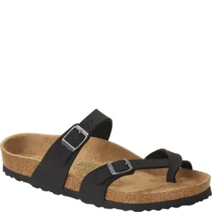 BIRKENSTOCK UNISEX MAYARI BIRKO-FLOR NUBUCK BLACK SANDALS 6 W / 4 M US