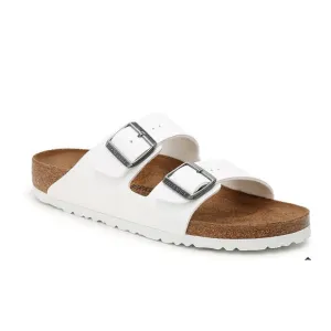 Birkenstock White Classic Arizona Slide Sandals with White Bottoms Size 38