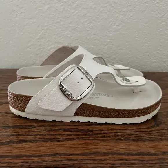 Birkenstock White Gizeh Big Buckle Sandals 37 7