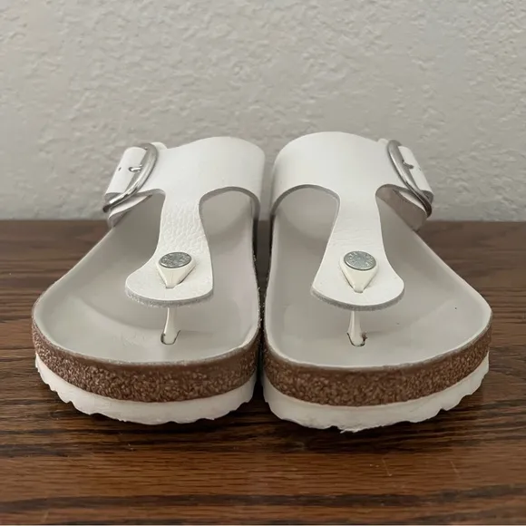 Birkenstock White Gizeh Big Buckle Sandals 37 7