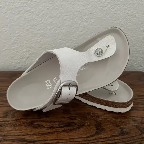Birkenstock White Gizeh Big Buckle Sandals 37 7