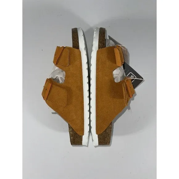 Birkenstock Wmns Arizona Soft Footbed Suede Leather-Orange Sz-37 .EU/6-6.5 .US