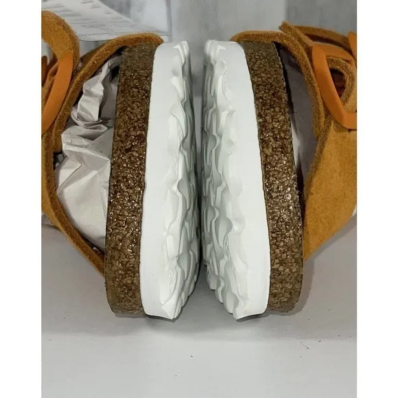 Birkenstock Wmns Arizona Soft Footbed Suede Leather-Orange Sz-37 .EU/6-6.5 .US