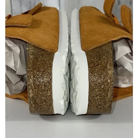 Birkenstock Wmns Arizona Soft Footbed Suede Leather-Orange Sz-37 .EU/6-6.5 .US