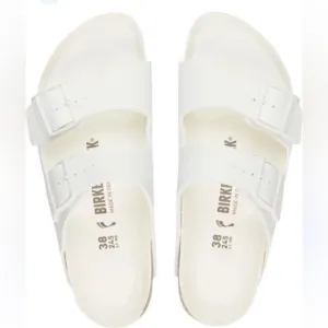 Birkenstock Women's Arizona Birko Flor White  Sandals size 38 Medium/Narrow