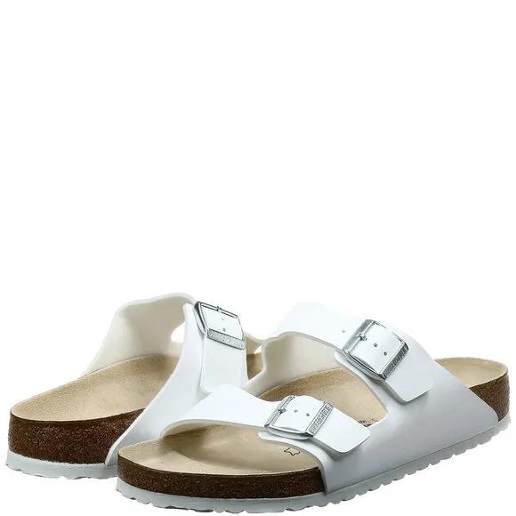 BIRKENSTOCK WOMEN'S ARIZONA DOUBLE BUCKLE CORK SANDALS WHITE SIZE 36