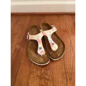 Birkenstock Women's Gizeh Supernatural White Floral Print Thong Sandals Size 41‎