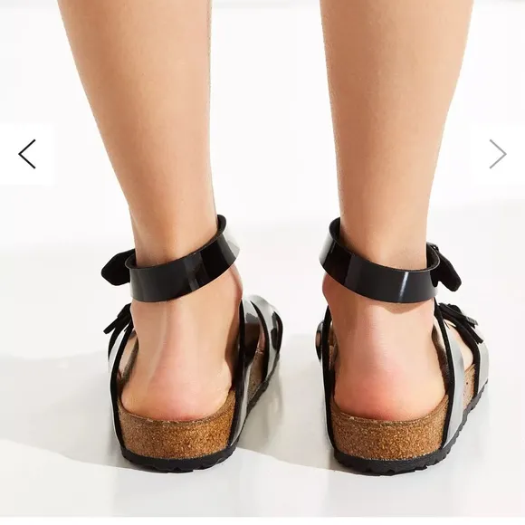 Birkenstock | Yara Sandals Black Patent Leather Wrap Strap Ankle Size 38 (7-7.5)