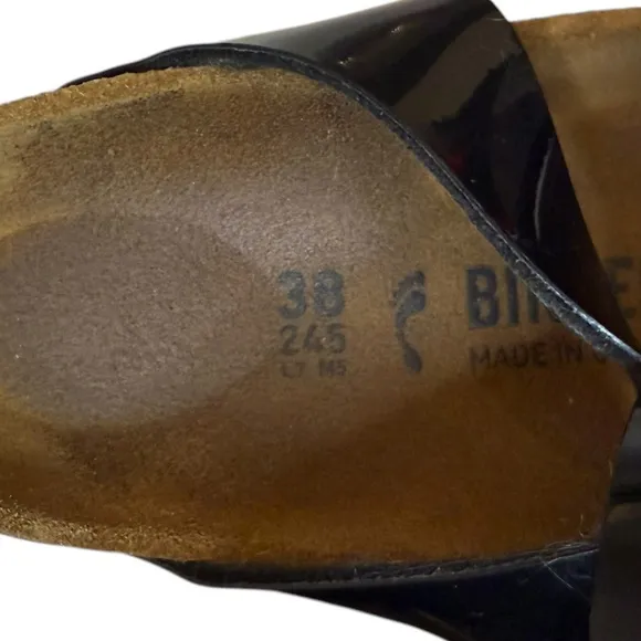 Birkenstock | Yara Sandals Black Patent Leather Wrap Strap Ankle Size 38 (7-7.5)