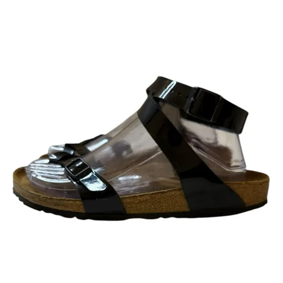 Birkenstock | Yara Sandals Black Patent Leather Wrap Strap Ankle Size 38 (7-7.5)