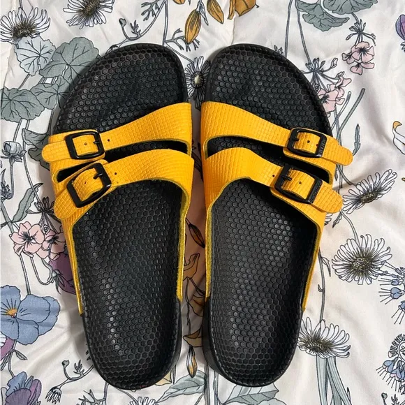 Birkenstock Yellow Leather Sandals Unisex