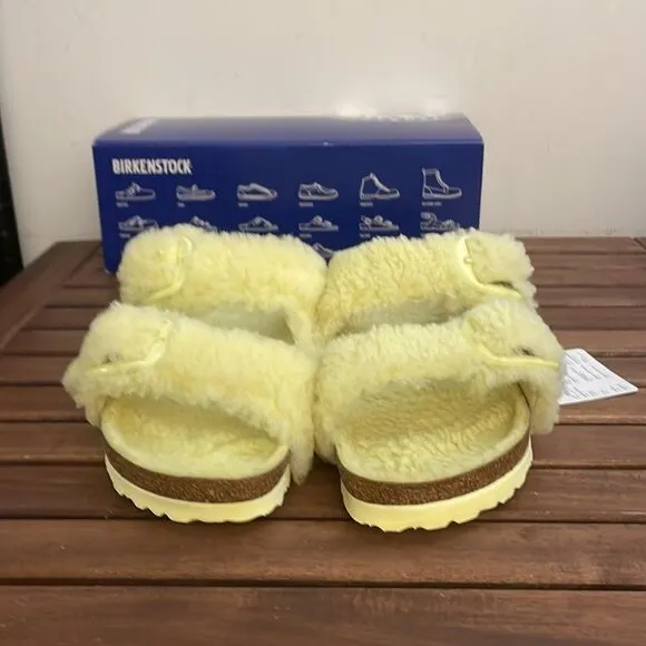 Birkenstock Arizona Big Buckle Shearling Sandals Yellow EU 40/US Women 9/UK 7