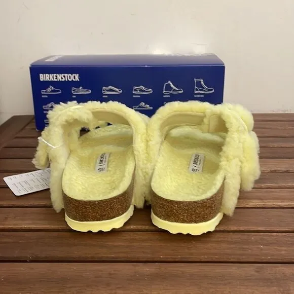 Birkenstock Arizona Big Buckle Shearling Sandals Yellow EU 40/US Women 9/UK 7