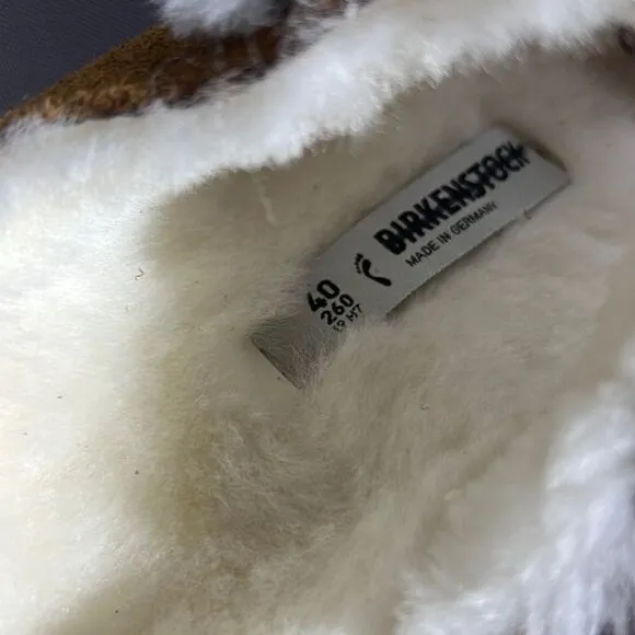 BIRKENSTOCK ARIZONA SHEARLING SANDALS NWT BROWN WHITE FUR