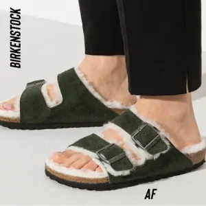 BIRKENSTOCK ARIZONA SHEARLING SUEDE LEATHER GREEN NWT NEW