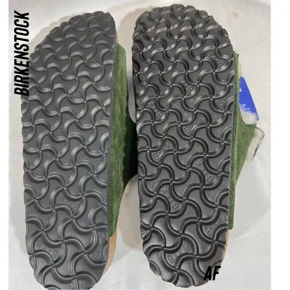 BIRKENSTOCK ARIZONA SHEARLING SUEDE LEATHER GREEN NWT NEW