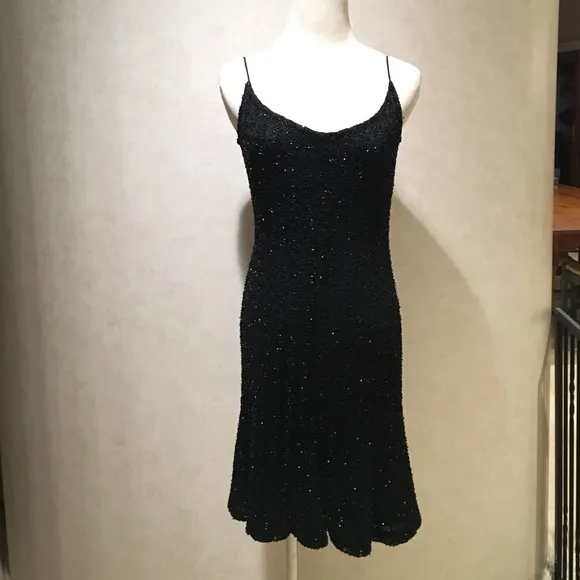 Black Beaded Cocktail Dress  Small