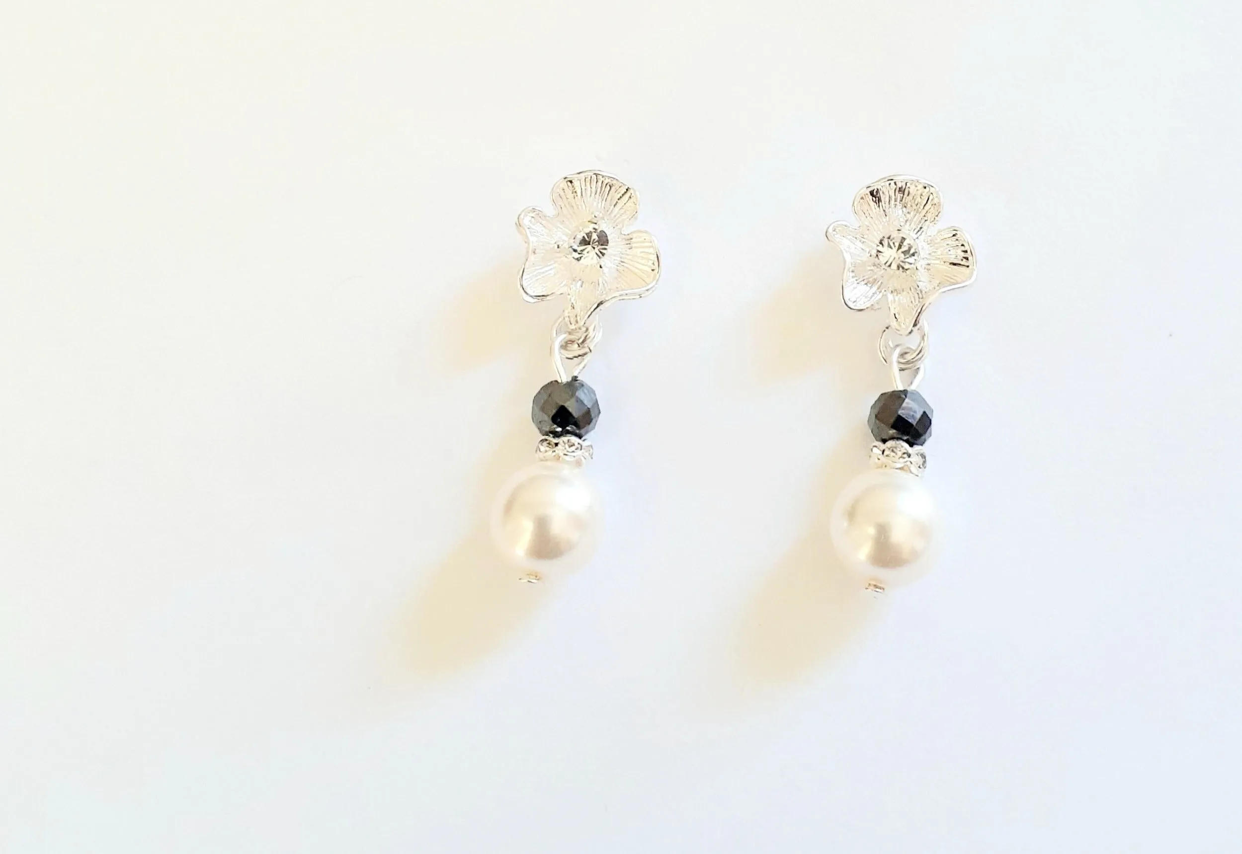 Black Diamond Florence Pearl Silver Plated Earrings