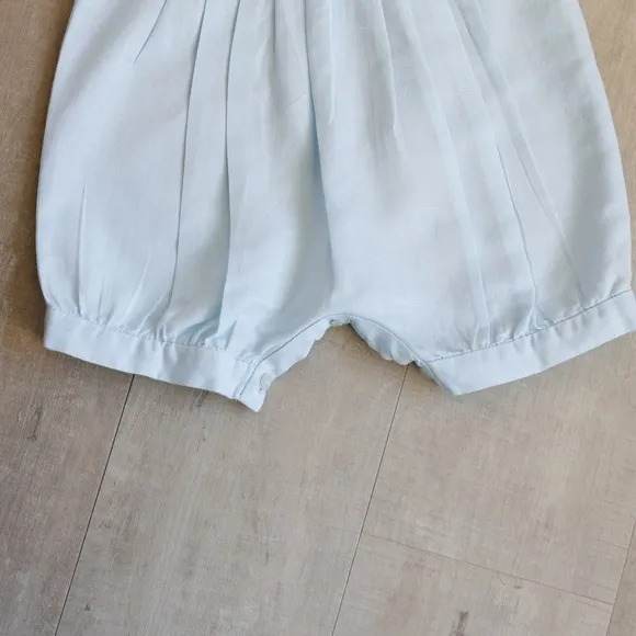 Blue Linen Romper Boutique Luli &amp; Me Boys 3/6 Months PERFECT LIKE NEW