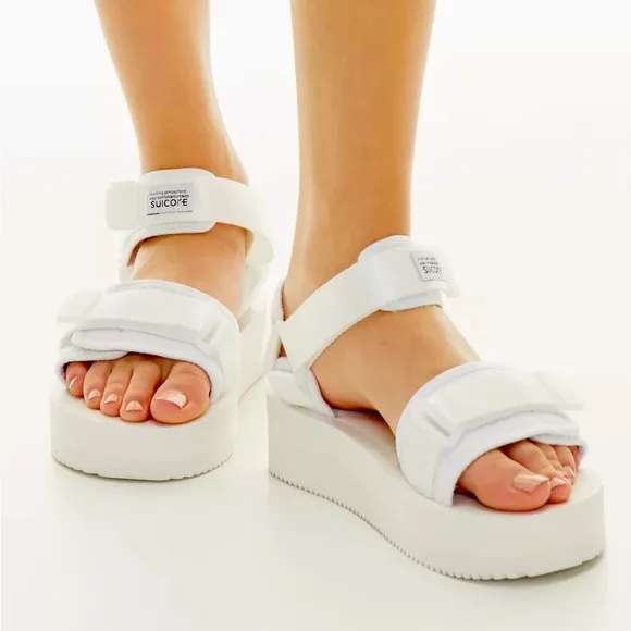BNIB Suicoke White Sandals Chunky Platform Adjustable Straps sz 6 Japan 7 US