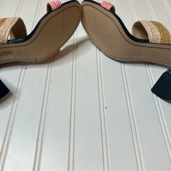 Boden 42/ 10.5 Woven Striped Heeled Sandals  Pink Blue Heels NEW No Box