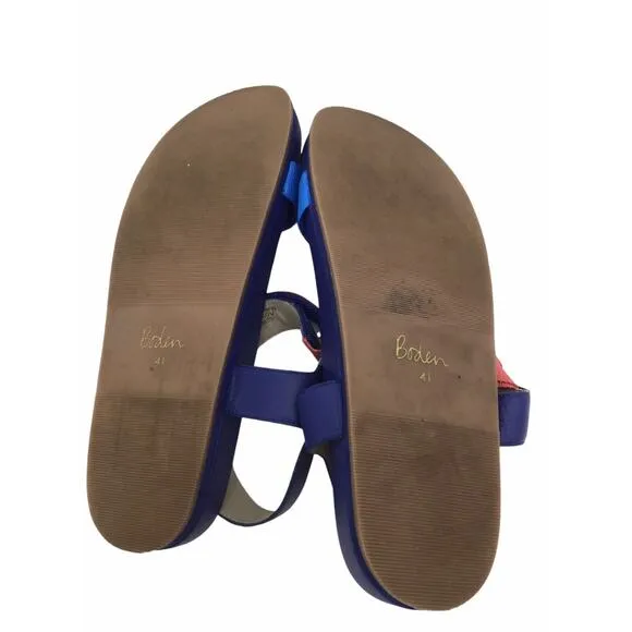 Boden &quot;Philomena&quot; Blue/Red/Orange Leather Strappy Sandals Sz. 8/41