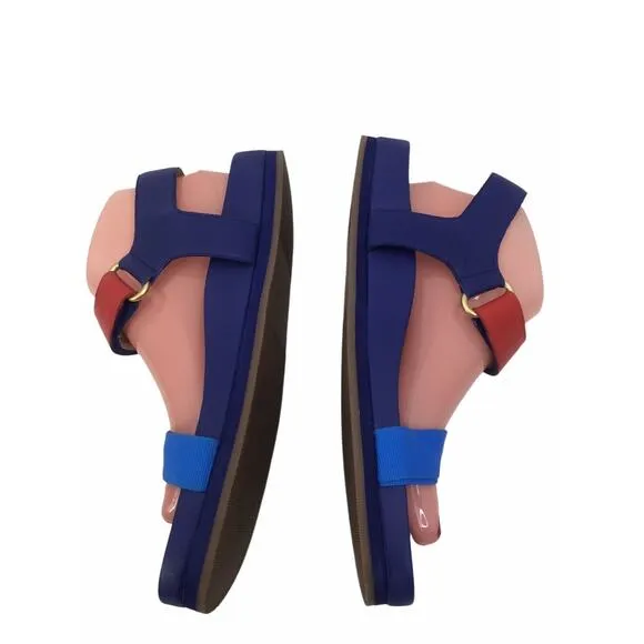 Boden &quot;Philomena&quot; Blue/Red/Orange Leather Strappy Sandals Sz. 8/41