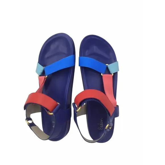 Boden &quot;Philomena&quot; Blue/Red/Orange Leather Strappy Sandals Sz. 8/41
