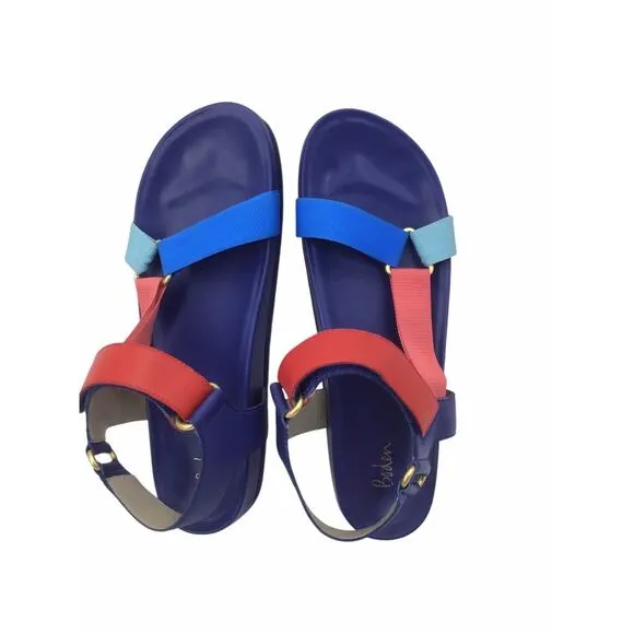 Boden &quot;Philomena&quot; Blue/Red/Orange Leather Strappy Sandals Sz. 8/41