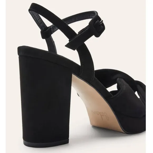 Boden Black Block Heel Sandals with Ankle Strap