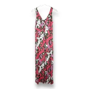 Boden Front Twist Sleeveless Jersey Pink Green Floral Print Maxi Dress Sz 10