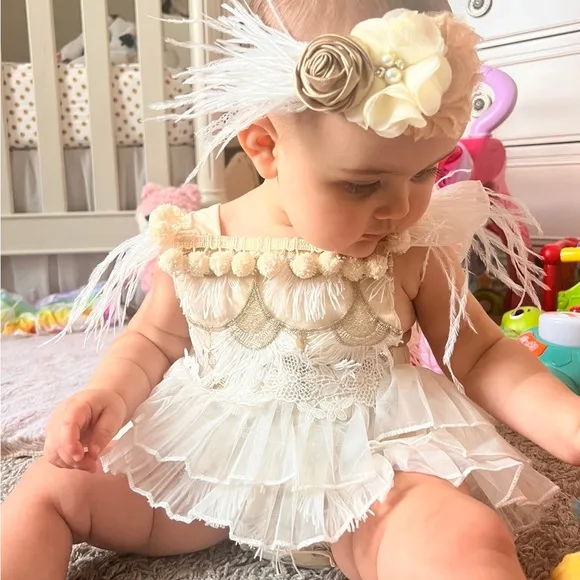 Bohemian Baby Infant Girl Romper One Piece Outfit Tiny Minnie Boutique by Etsy