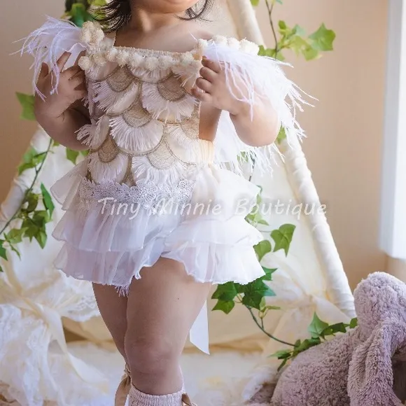 Bohemian Baby Infant Girl Romper One Piece Outfit Tiny Minnie Boutique by Etsy