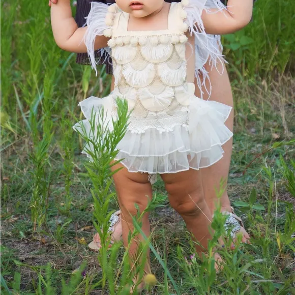 Bohemian Baby Infant Girl Romper One Piece Outfit Tiny Minnie Boutique by Etsy
