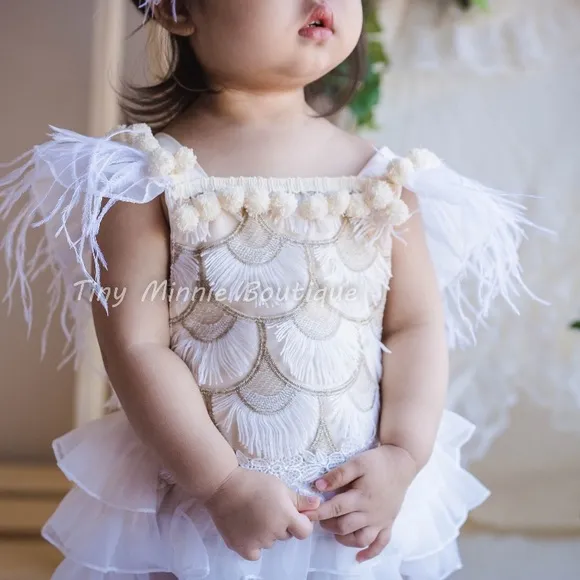 Bohemian Baby Infant Girl Romper One Piece Outfit Tiny Minnie Boutique by Etsy