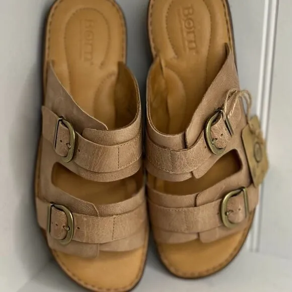 BORN Henna Leather Comfort Sandals in Natural Size 9