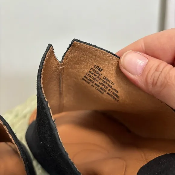 Born Ingrid Black Oiled Suede Slip On Block Heel Comfort Mule Sandals