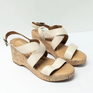 Born Lanai Wedge Sandals, Cream Leather, Women's 7 M