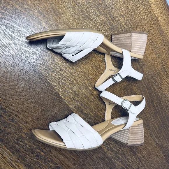 Born Leather Sandals Block Heel Soft Italian Leather Size 11