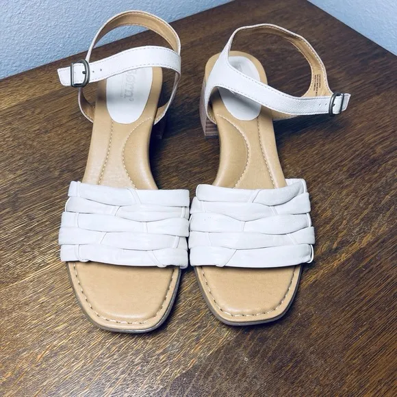 Born Leather Sandals Block Heel Soft Italian Leather Size 11