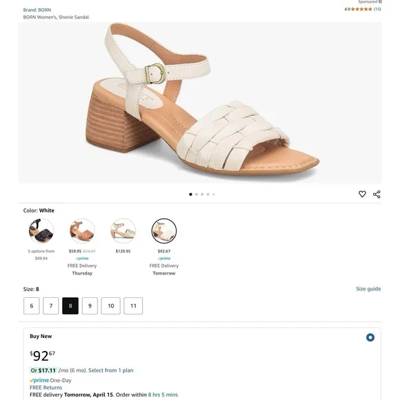 Born Leather Sandals Block Heel Soft Italian Leather Size 11
