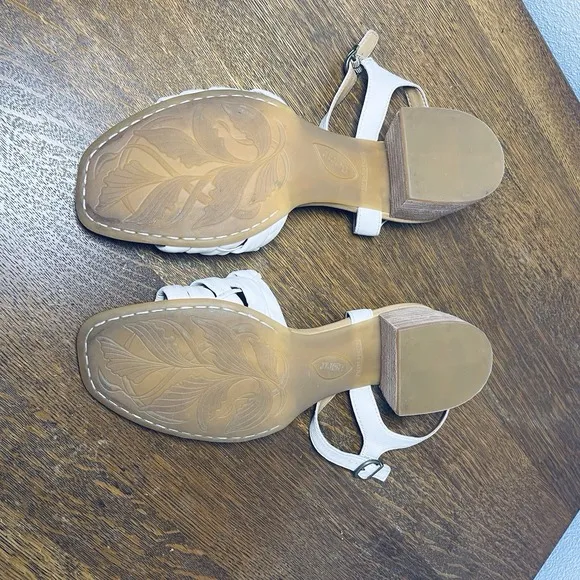 Born Leather Sandals Block Heel Soft Italian Leather Size 11