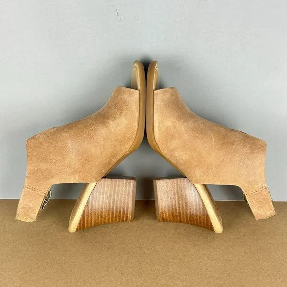Born Moraine Slingback Heeled Sandals Womens 6 Tan Leather Adjustable Buckle