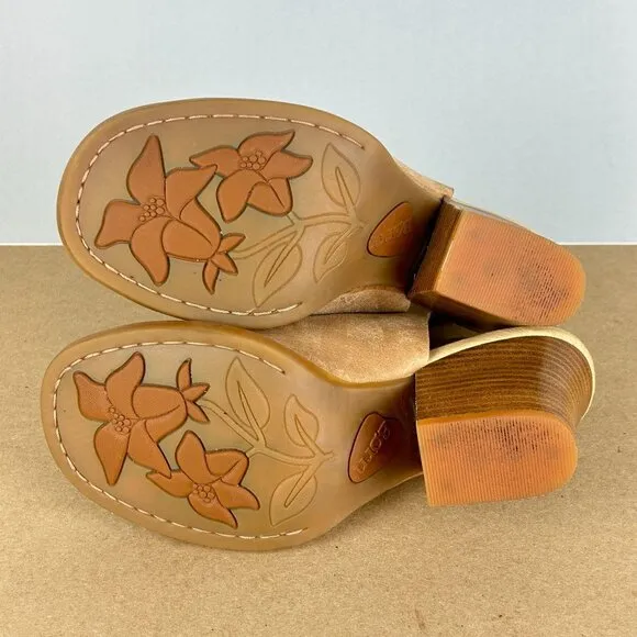 Born Moraine Slingback Heeled Sandals Womens 6 Tan Leather Adjustable Buckle