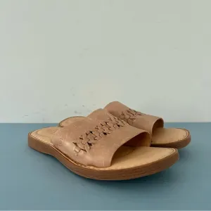 Born St. Francis Woven Leather Tan Slide Sandals