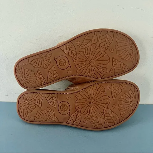 Born St. Francis Woven Leather Tan Slide Sandals